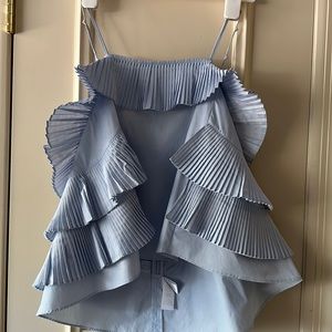 Blue, plisse top with spaghetti strap